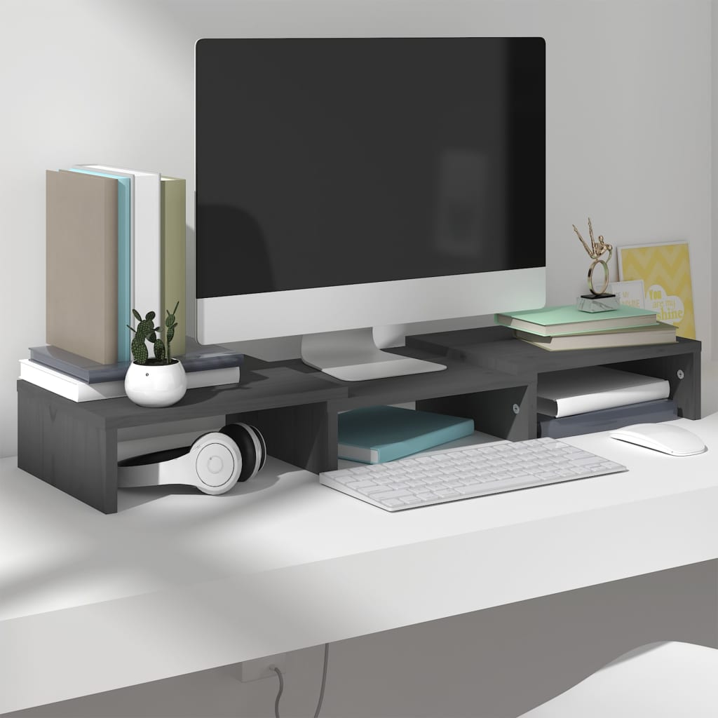Suporte para monitor 60x24x10,5 cm madeira pinho maciça branco