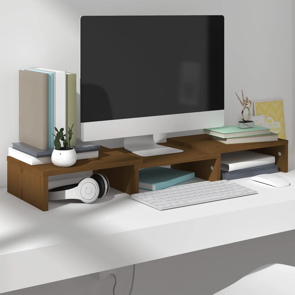 Suporte para monitor 60x24x10,5 cm madeira pinho maciça branco