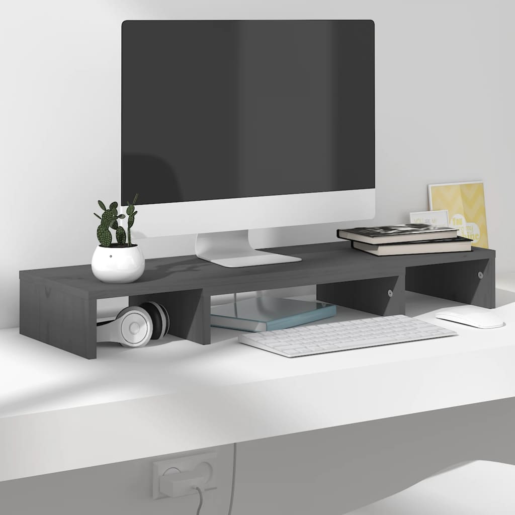 Suporte para monitor 60x24x10,5 cm madeira pinho maciça branco