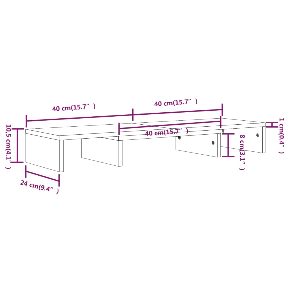 Suporte para monitor 60x24x10,5 cm madeira pinho maciça branco
