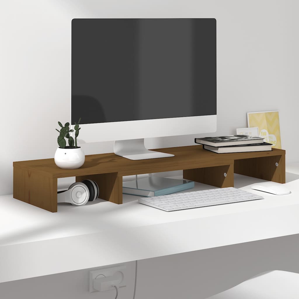 Suporte para monitor 60x24x10,5 cm madeira pinho maciça branco