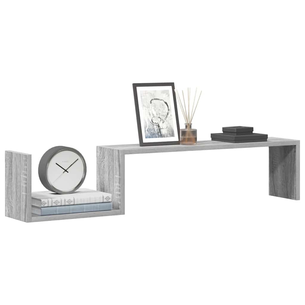 Prateleiras parede 2 pcs derivados madeira 100x15x20 cm cinza
