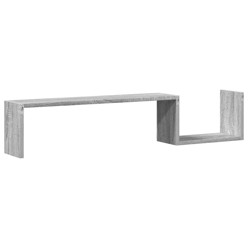 Prateleiras parede 2 pcs derivados madeira 100x15x20 cm cinza