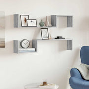 Prateleiras parede 2 pcs derivados madeira 100x15x20 cm cinza