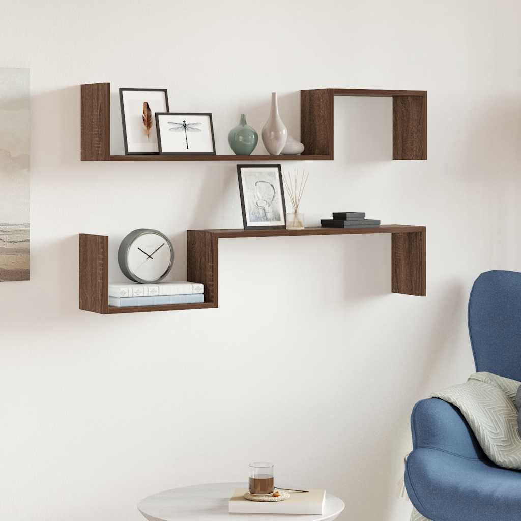 Prateleiras parede 2 pcs derivados madeira 100x15x20 cm cinza