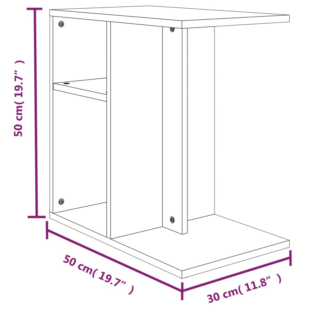 Mesa de apoio 50x30x50 cm derivados de madeira cinzento sonoma