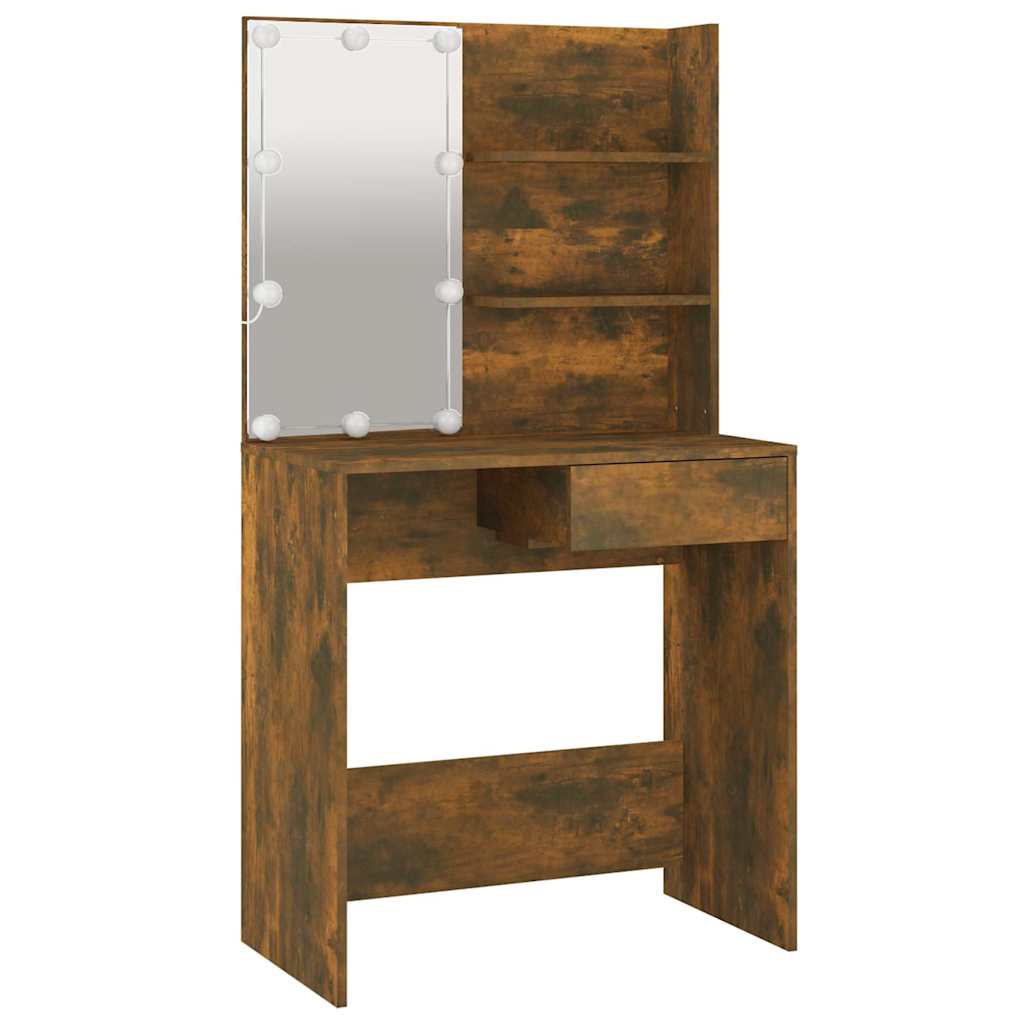 Toucador com LEDs 74,5x40x141 cm branco brilhante