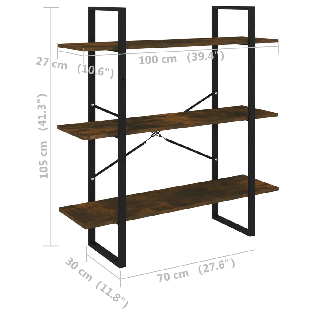Estante 100x30x105 cm derivados de madeira cinzento sonoma