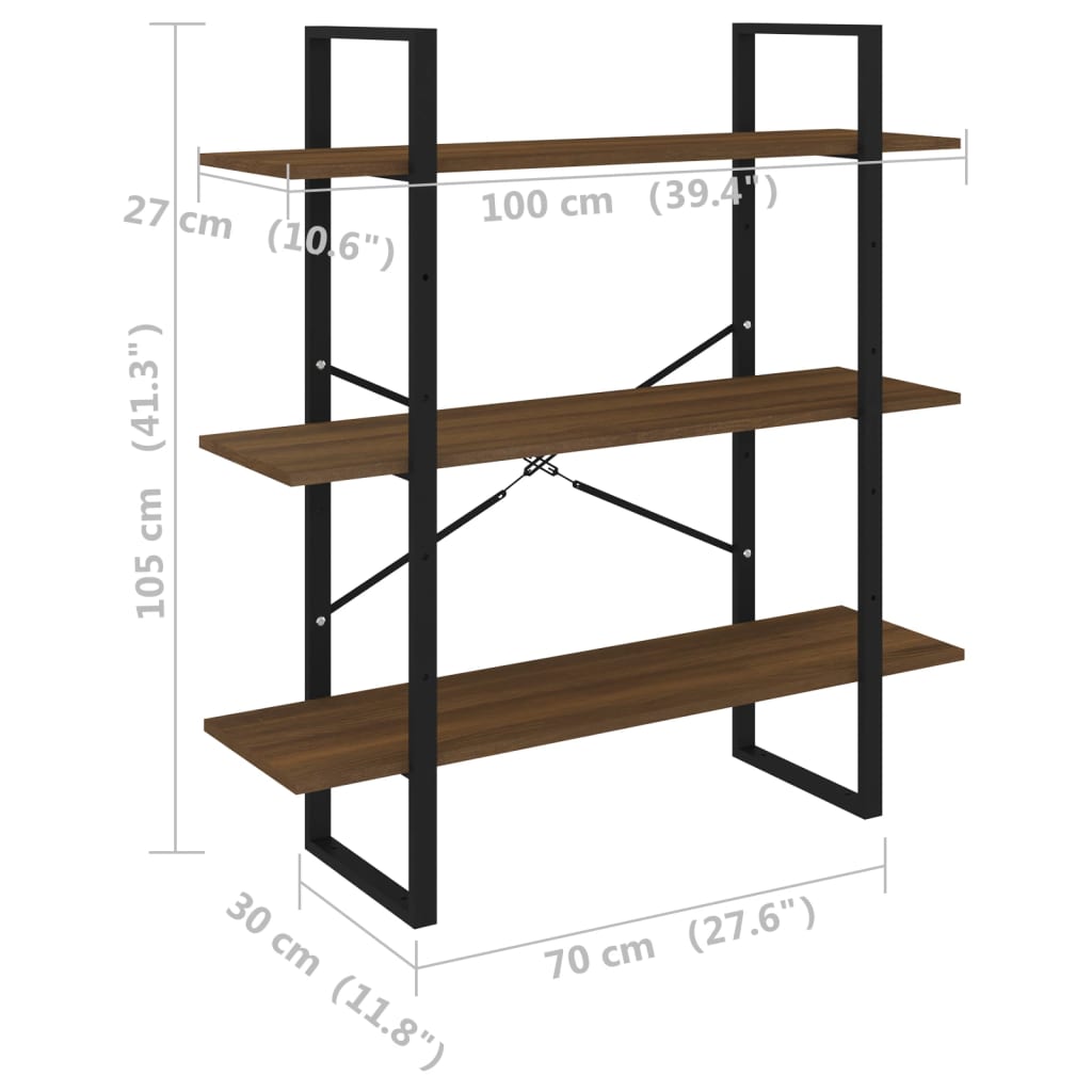 Estante 100x30x105 cm derivados de madeira cinzento sonoma