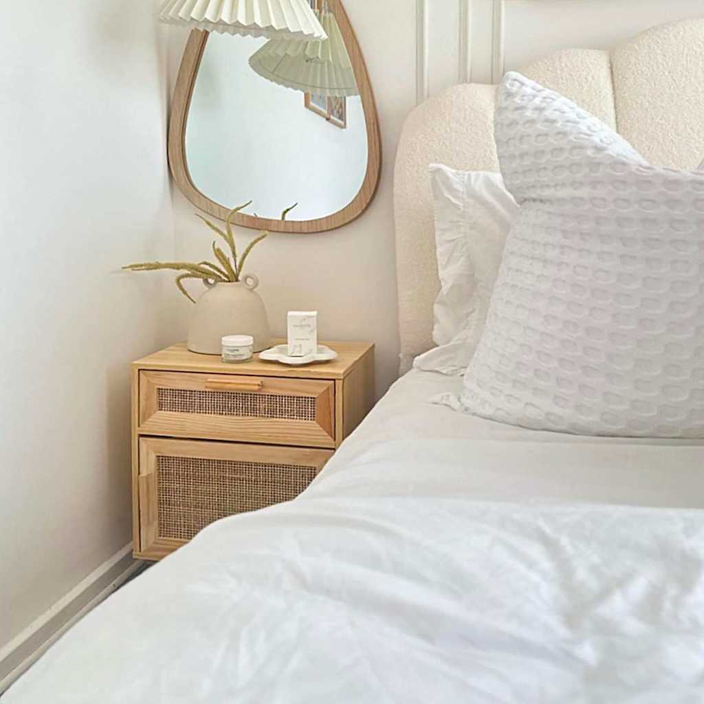 Mesas de cabeceira 2 pcs pinho maciço e vime natural castanho