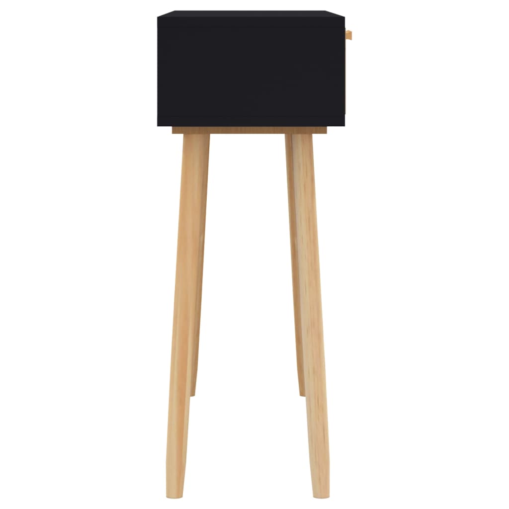 Mesa consola 80x30x75 cm pinho maciço e vime natural preto