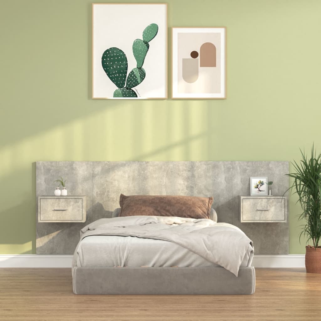 Cabeceira cama + armários madeira processada branco