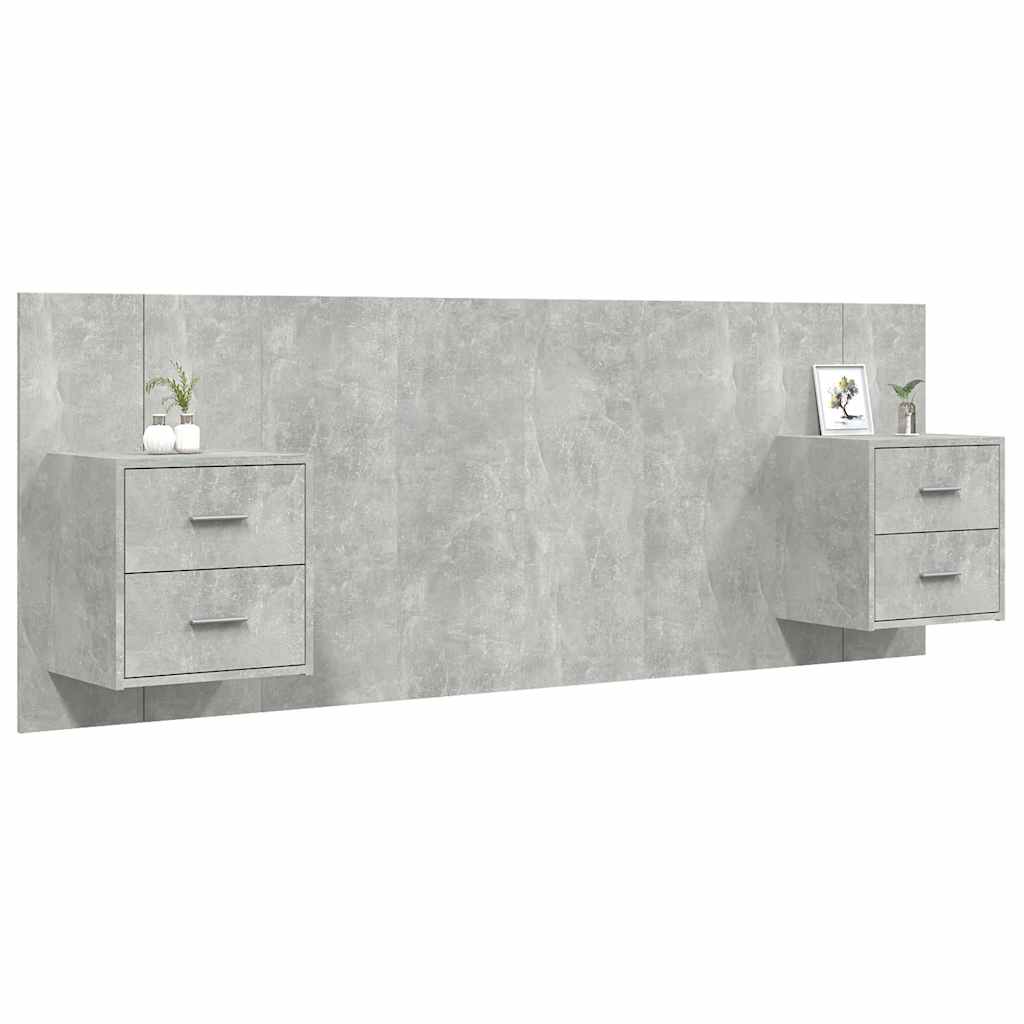 Cabeceira cama + armários madeira processada branco