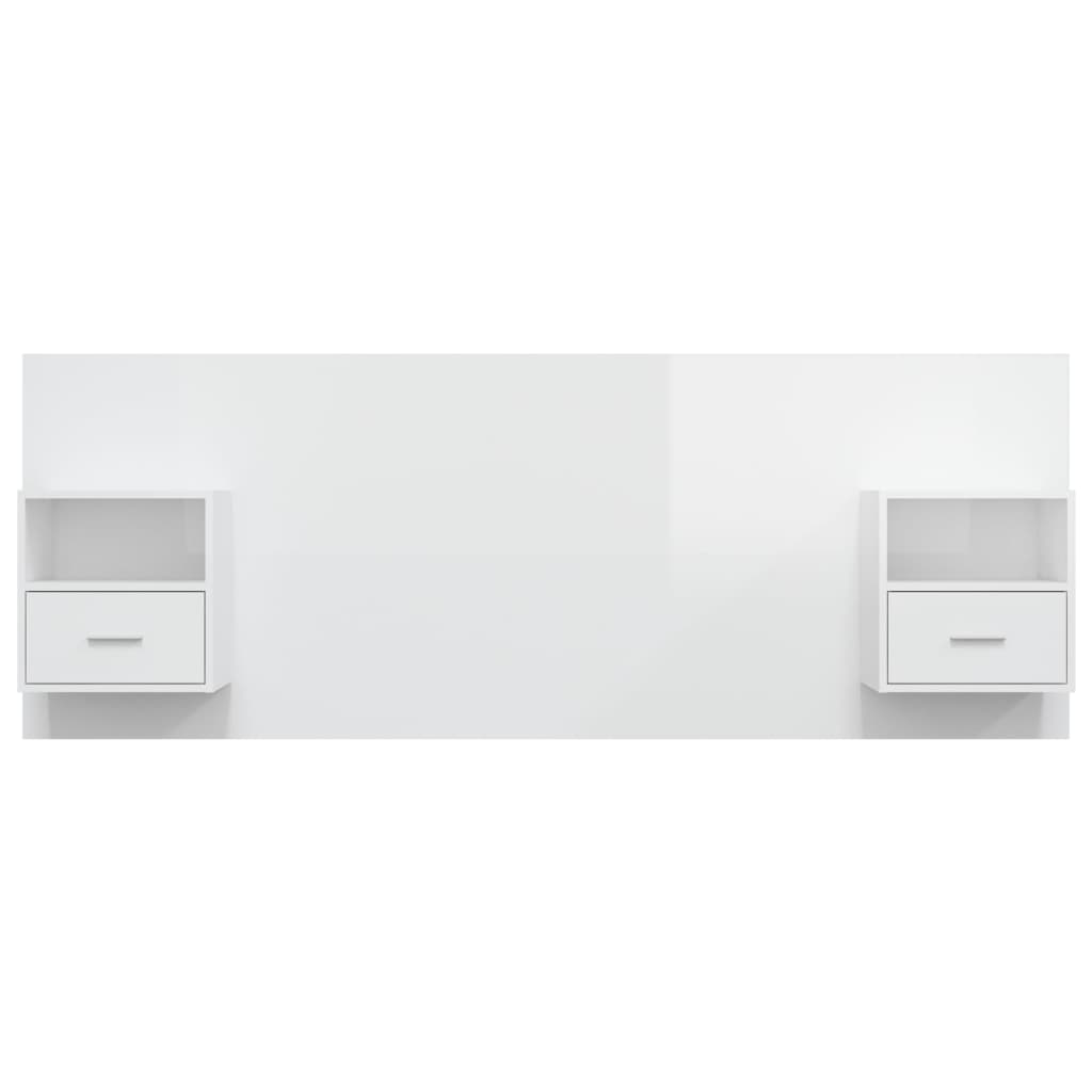 Cabeceira cama + armários madeira processada branco