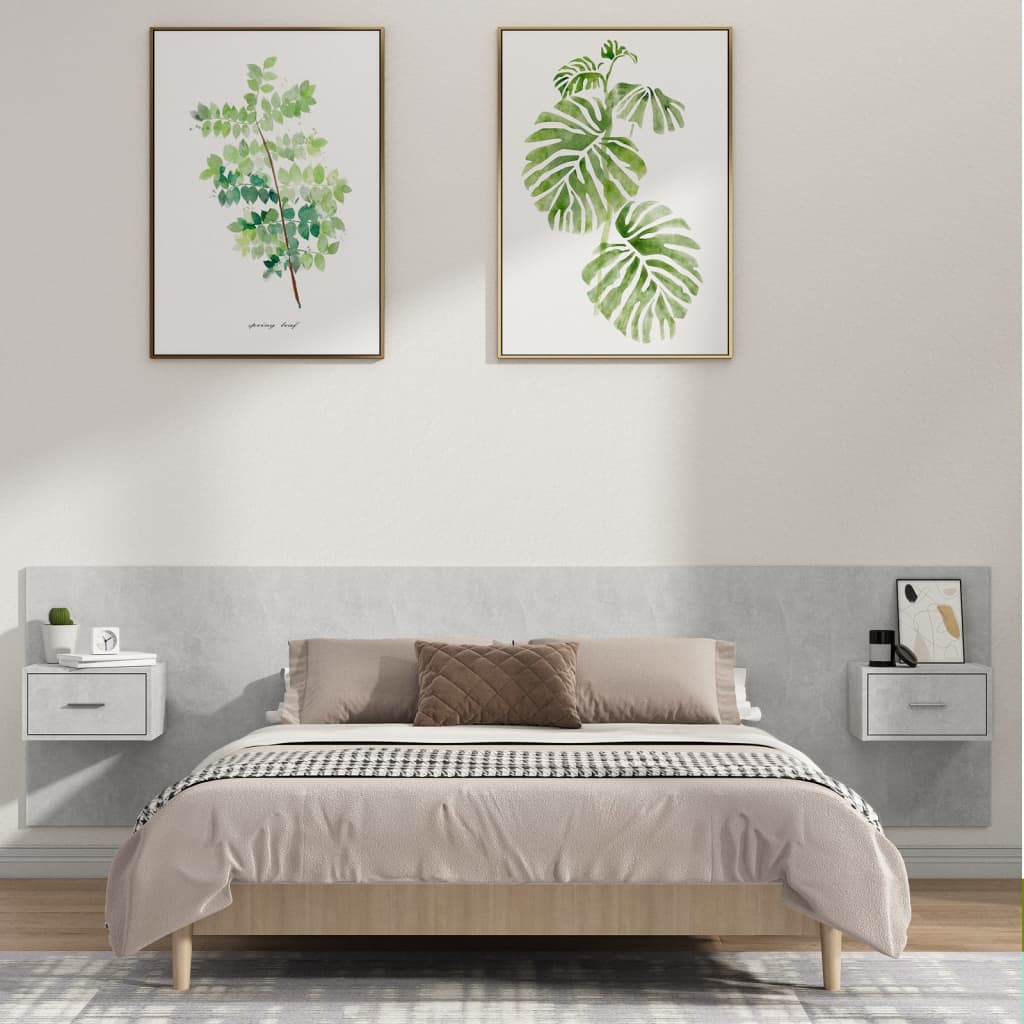 Cabeceira cama + armários madeira processada branco