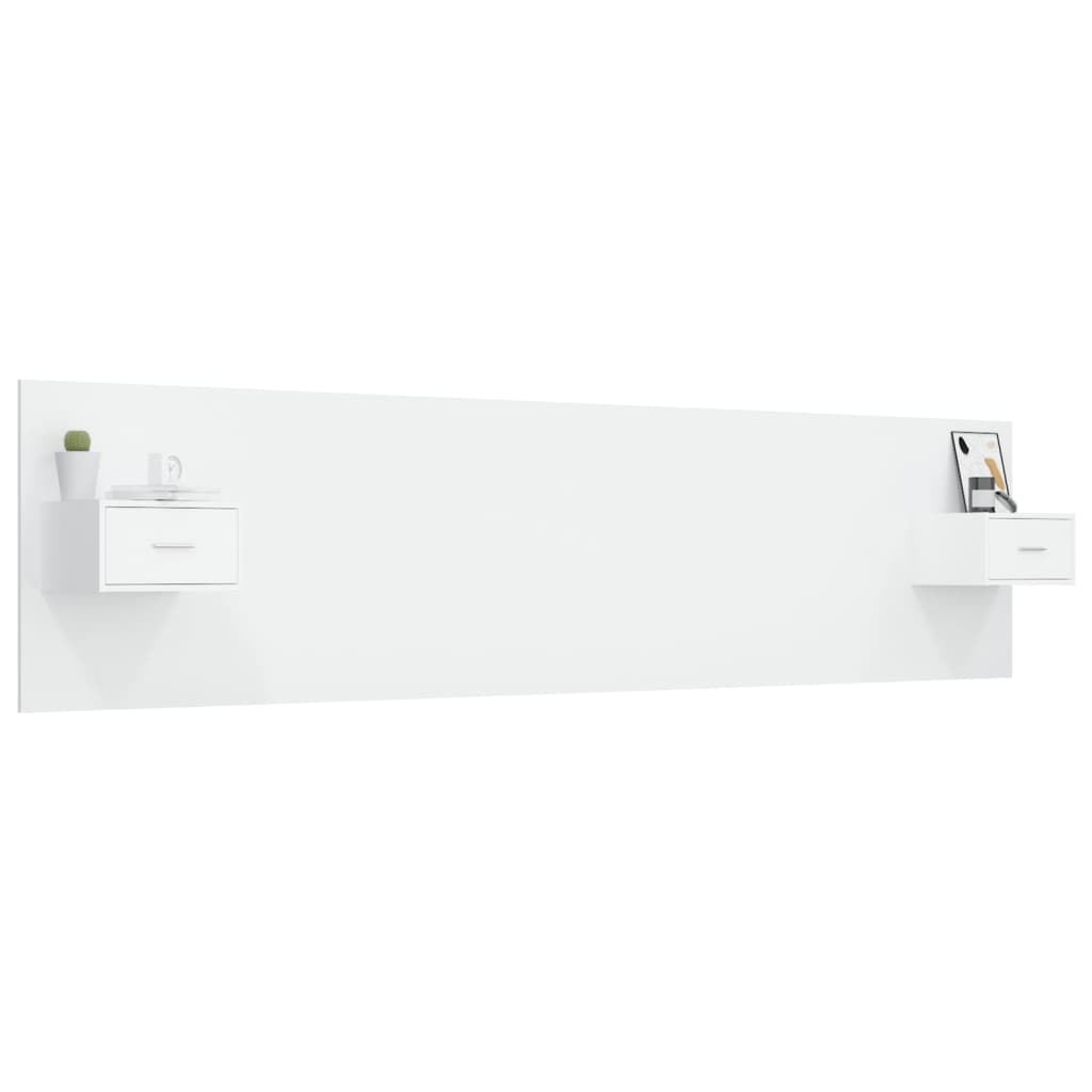 Cabeceira cama + armários madeira processada branco