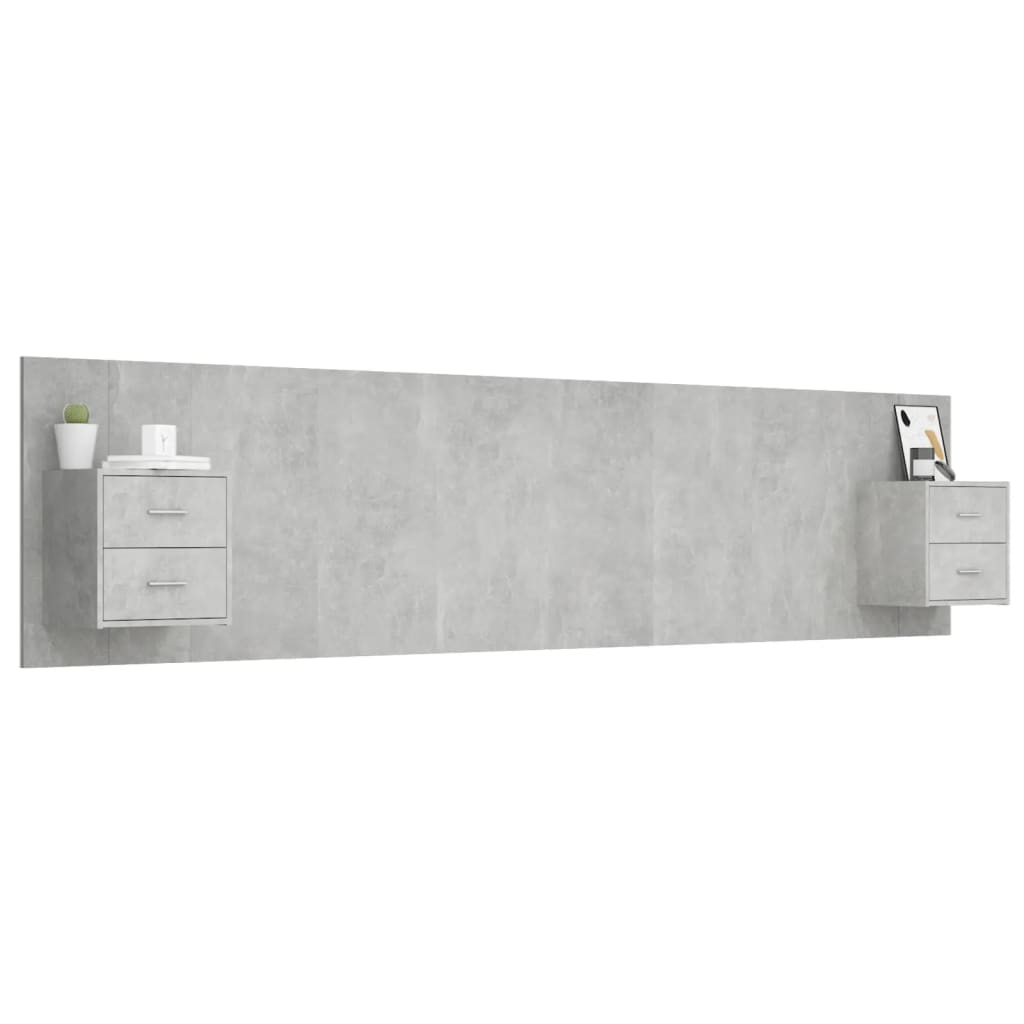 Cabeceira cama + armários madeira processada branco