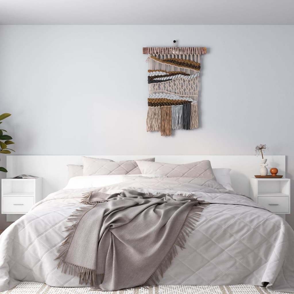 Cabeceira cama + armários madeira processada branco