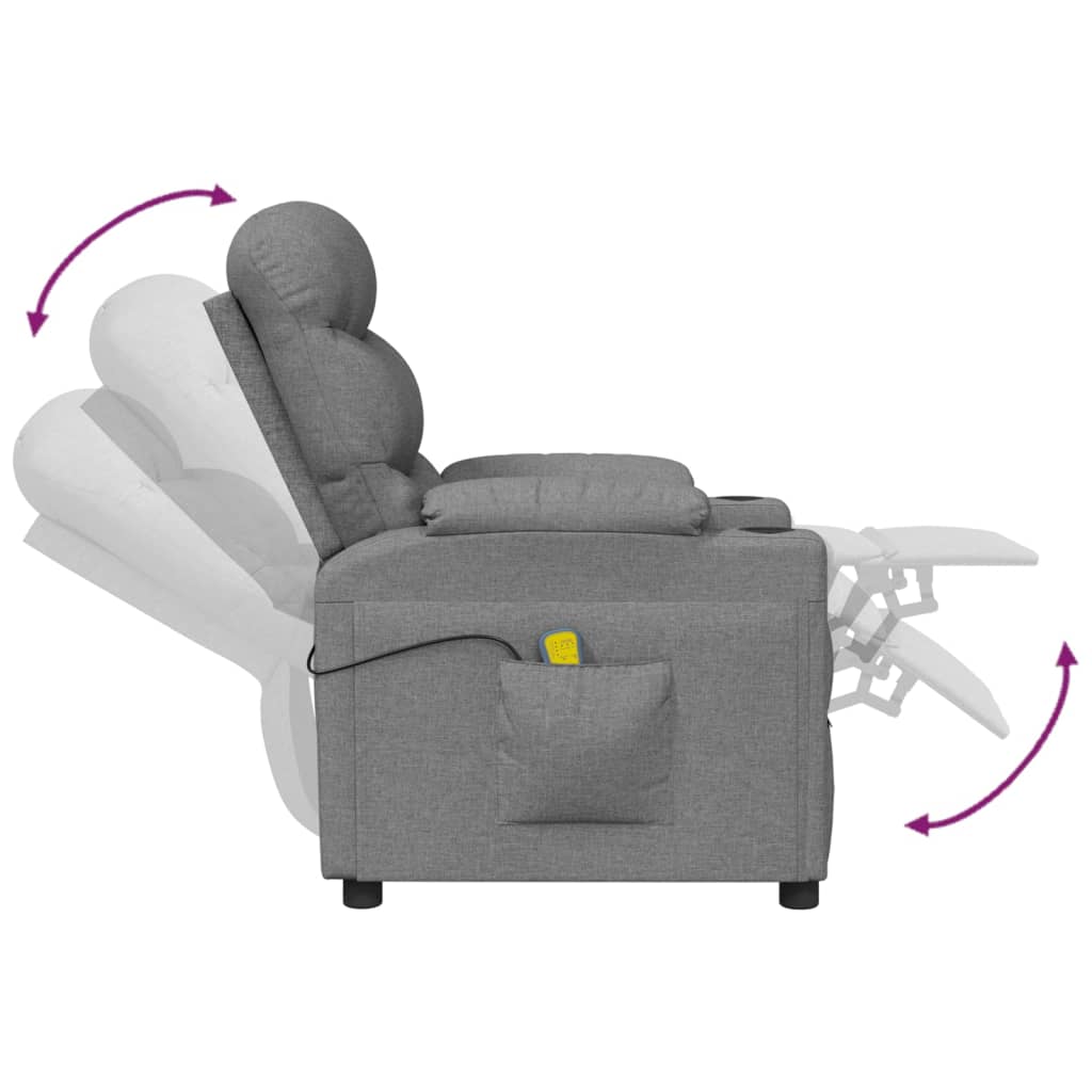 Poltrona de massagens tecido cinzento-claro