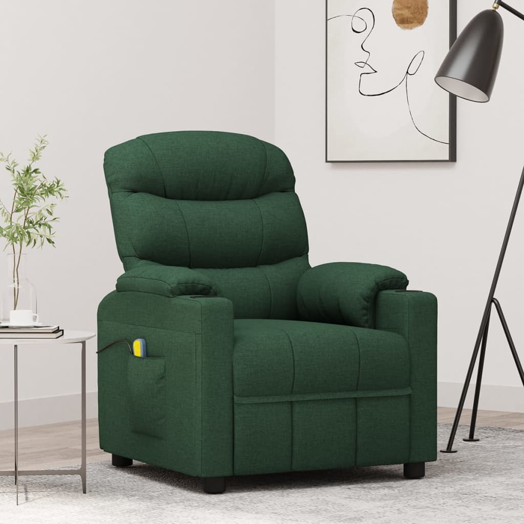 Poltrona de massagens tecido verde-escuro