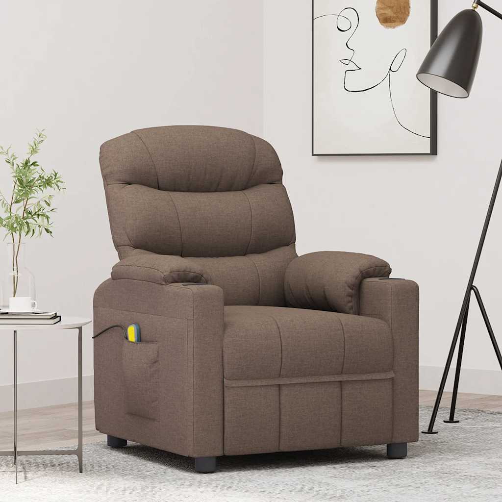 Poltrona de massagens tecido cinza-acastanhado