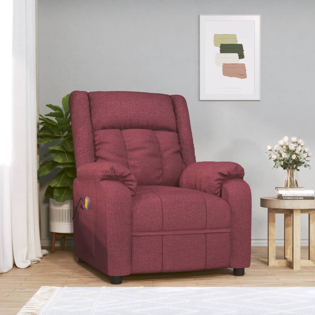 Poltrona de massagens elétrica reclinável tecido vermelho tinto