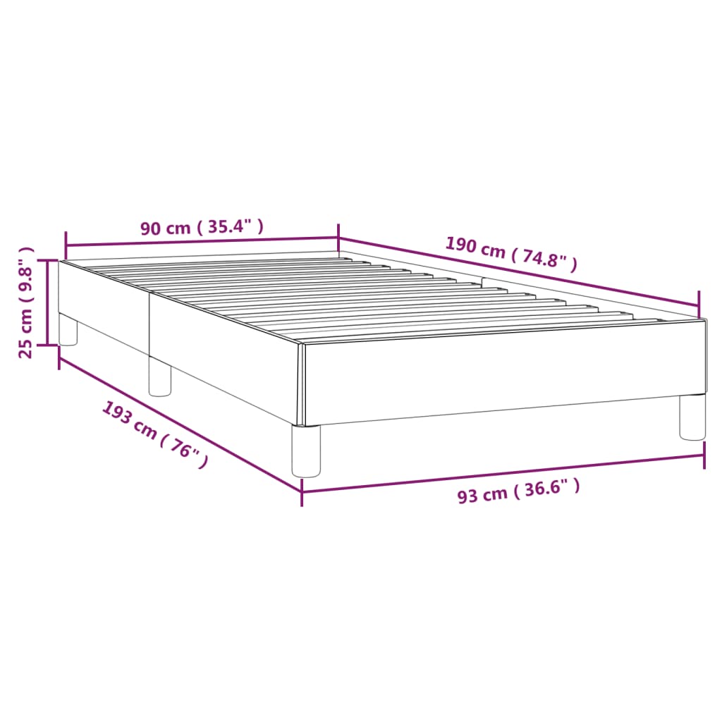 Estrutura de cama sem colchão 90x190 cm tecido preto