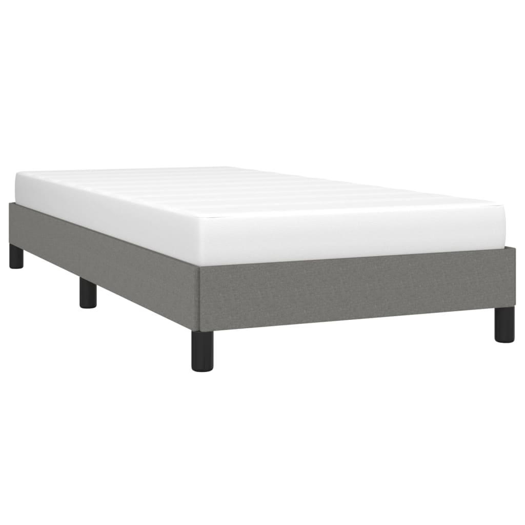 Estrutura de cama sem colchão 100x200 cm tecido cinzento-escuro