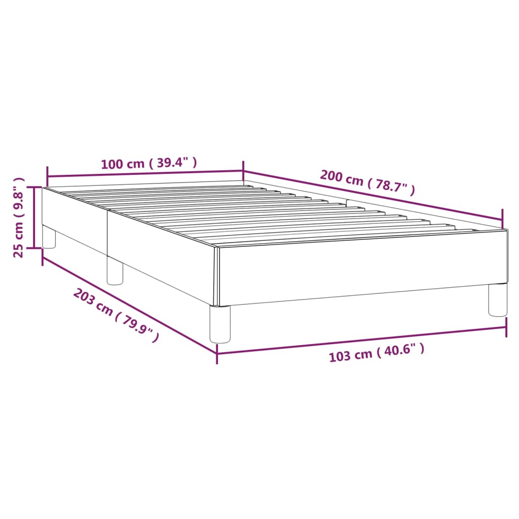 Estrutura de cama sem colchão 100x200 cm veludo preto