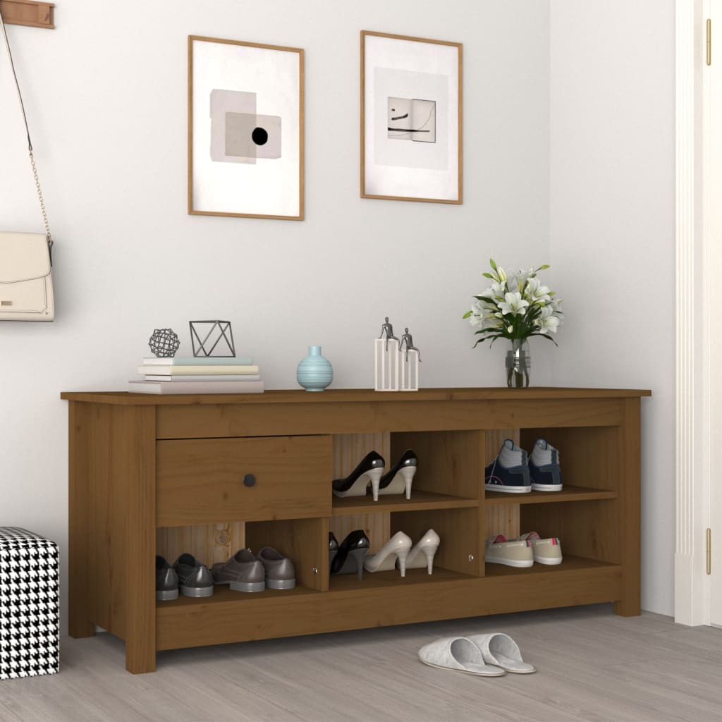 Sapateira 110x38x45,5 cm pinho maciço branco