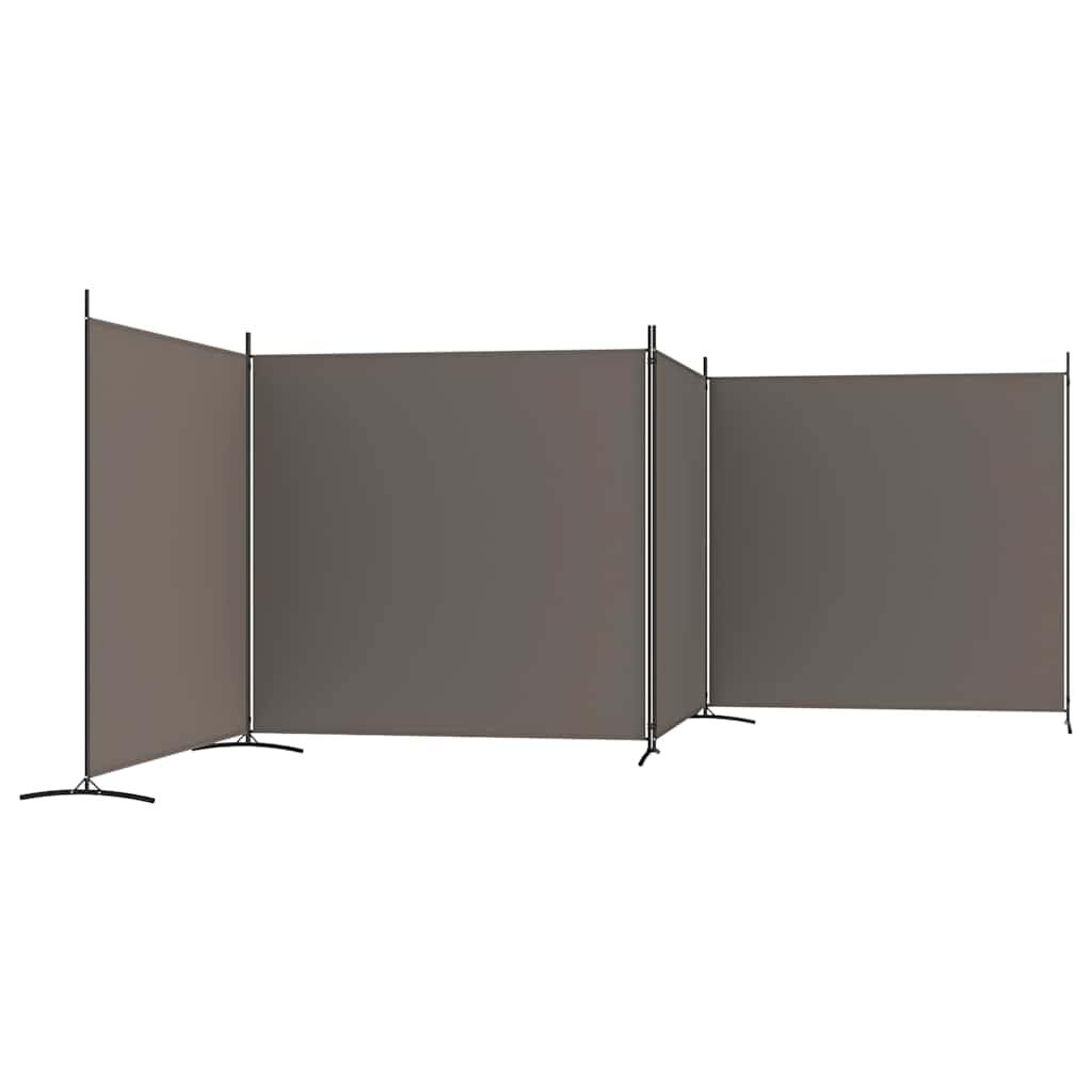 Biombo/divisória com 4 painéis 698x180 cm tecido antracite