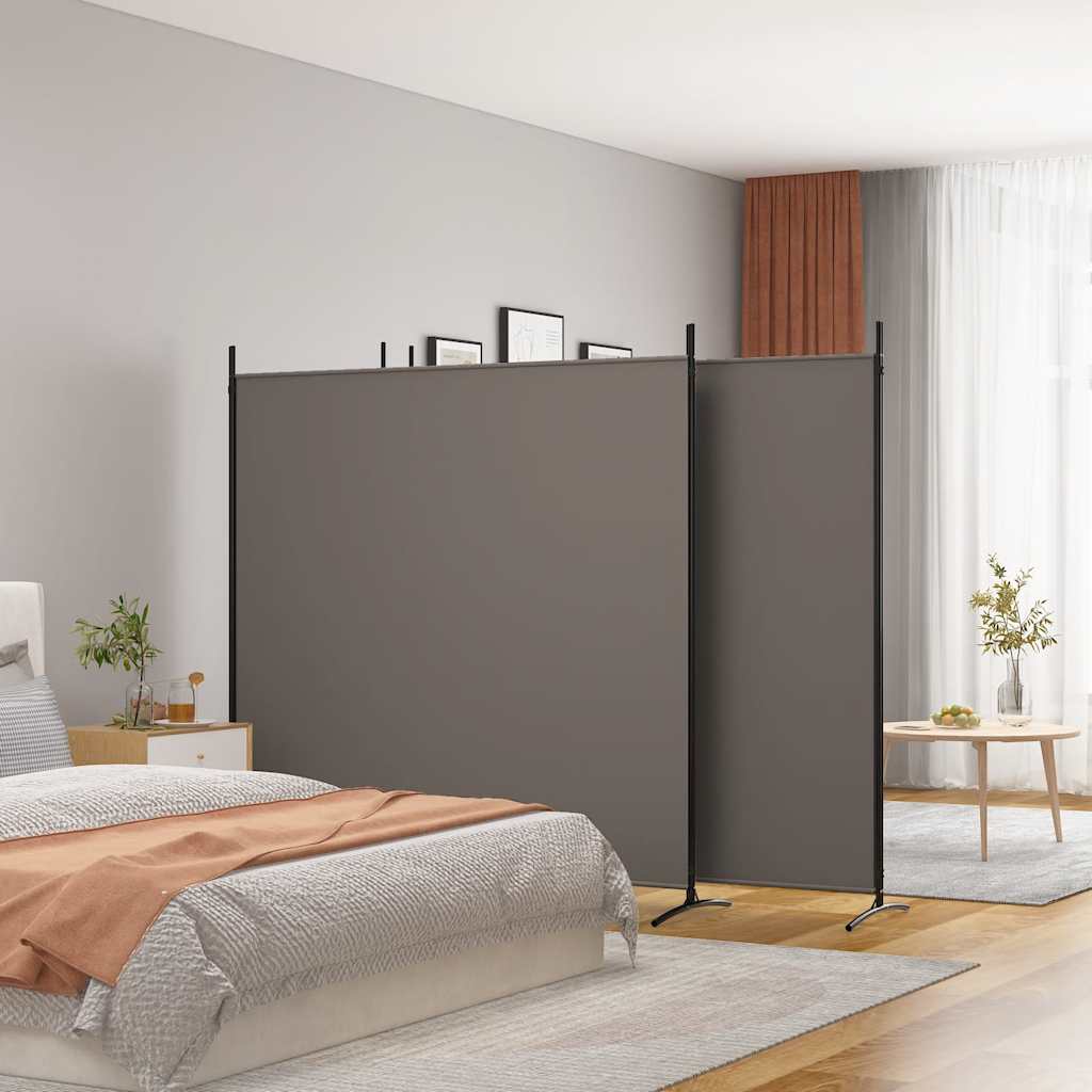 Biombo/divisória com 4 painéis 698x180 cm tecido antracite