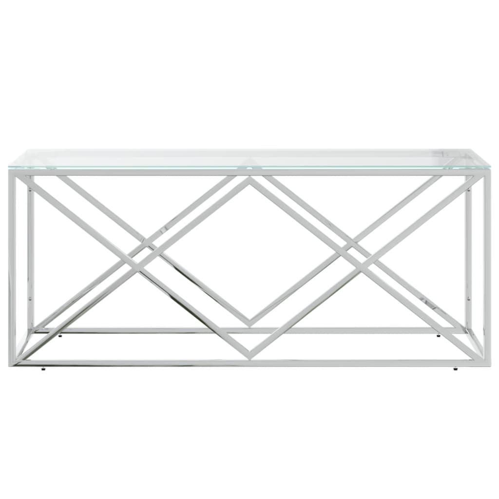 Mesa de centro 110x45x45 cm aço inoxidável e vidro