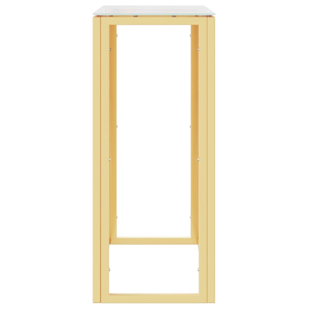 Mesa consola 70x30x70 cm aço inoxidável e vidro dourado