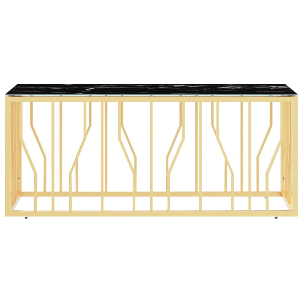 Mesa de centro 110x45x45 cm aço inoxidável e vidro dourado