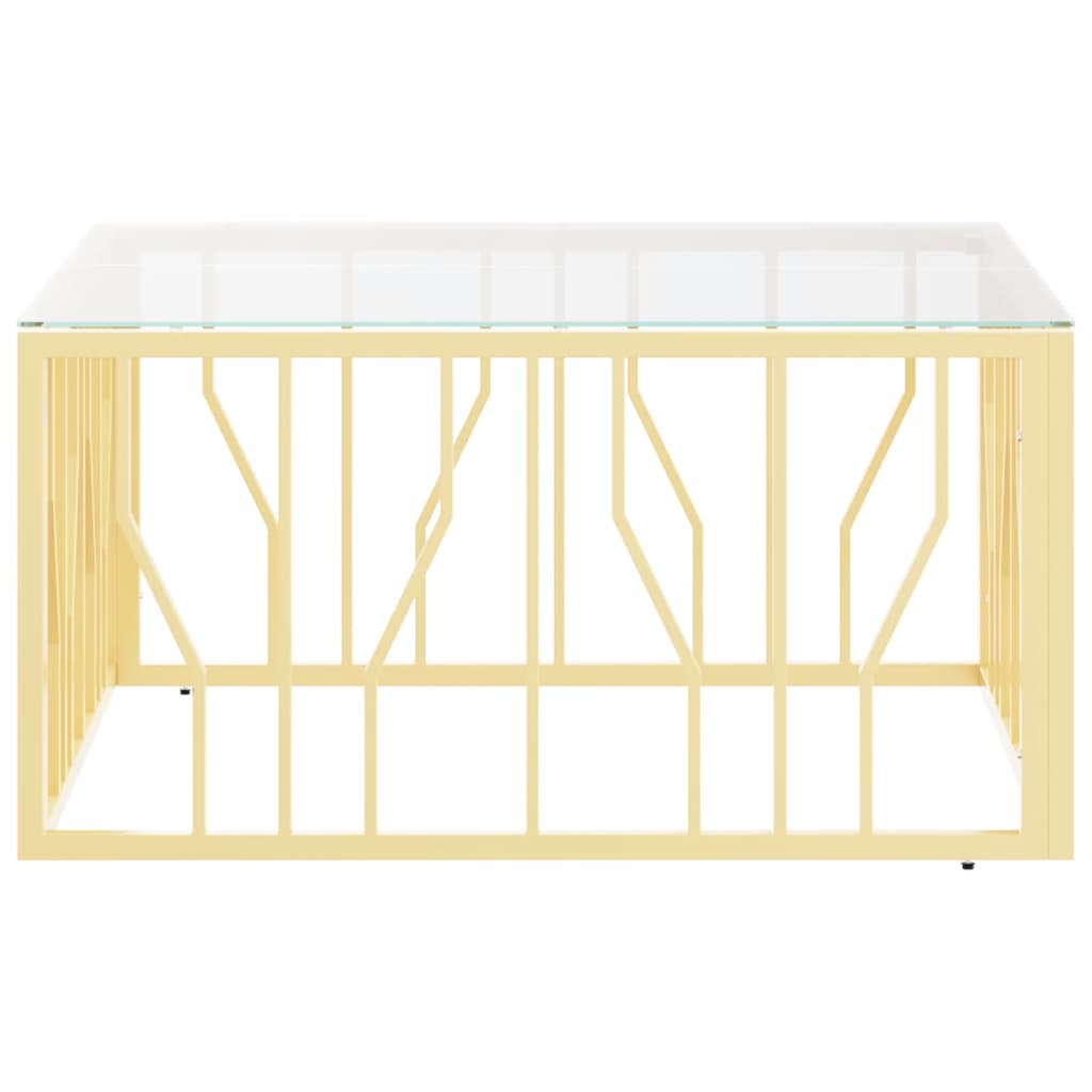 Mesa de centro 80x80x40 cm aço inoxidável e vidro dourado