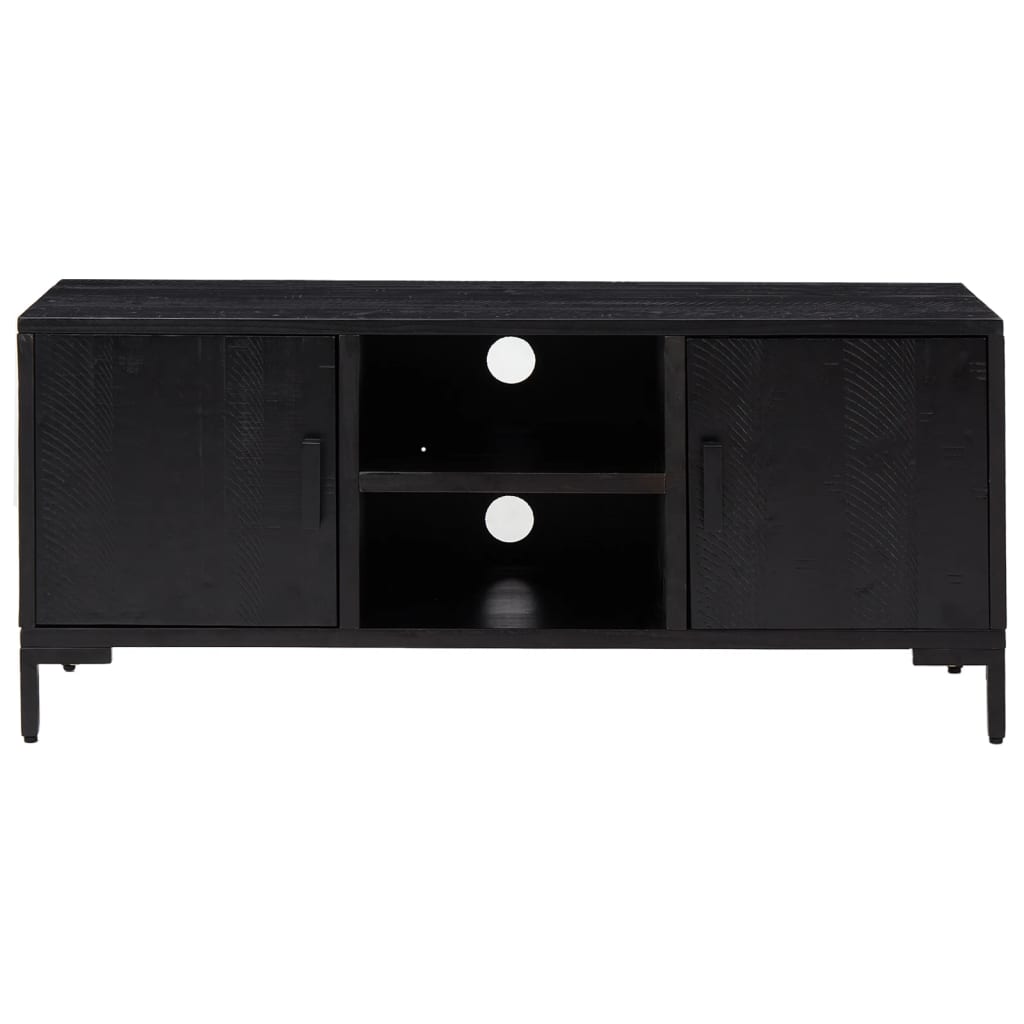 Móvel de TV 110x35x48 cm pinho maciço preto