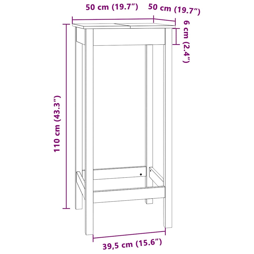 Mesa de bar 140x80x110 cm madeira de pinho maciça branco