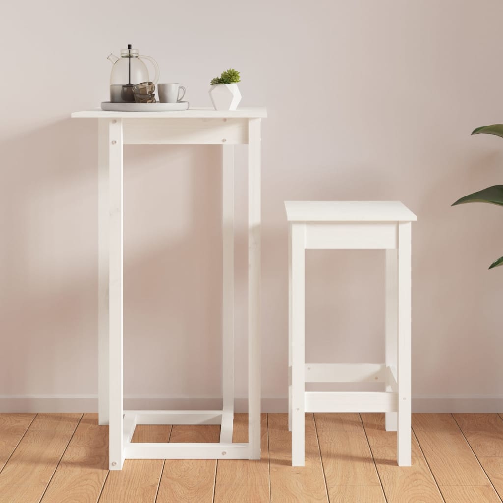 Mesa de bar 140x80x110 cm madeira de pinho maciça branco