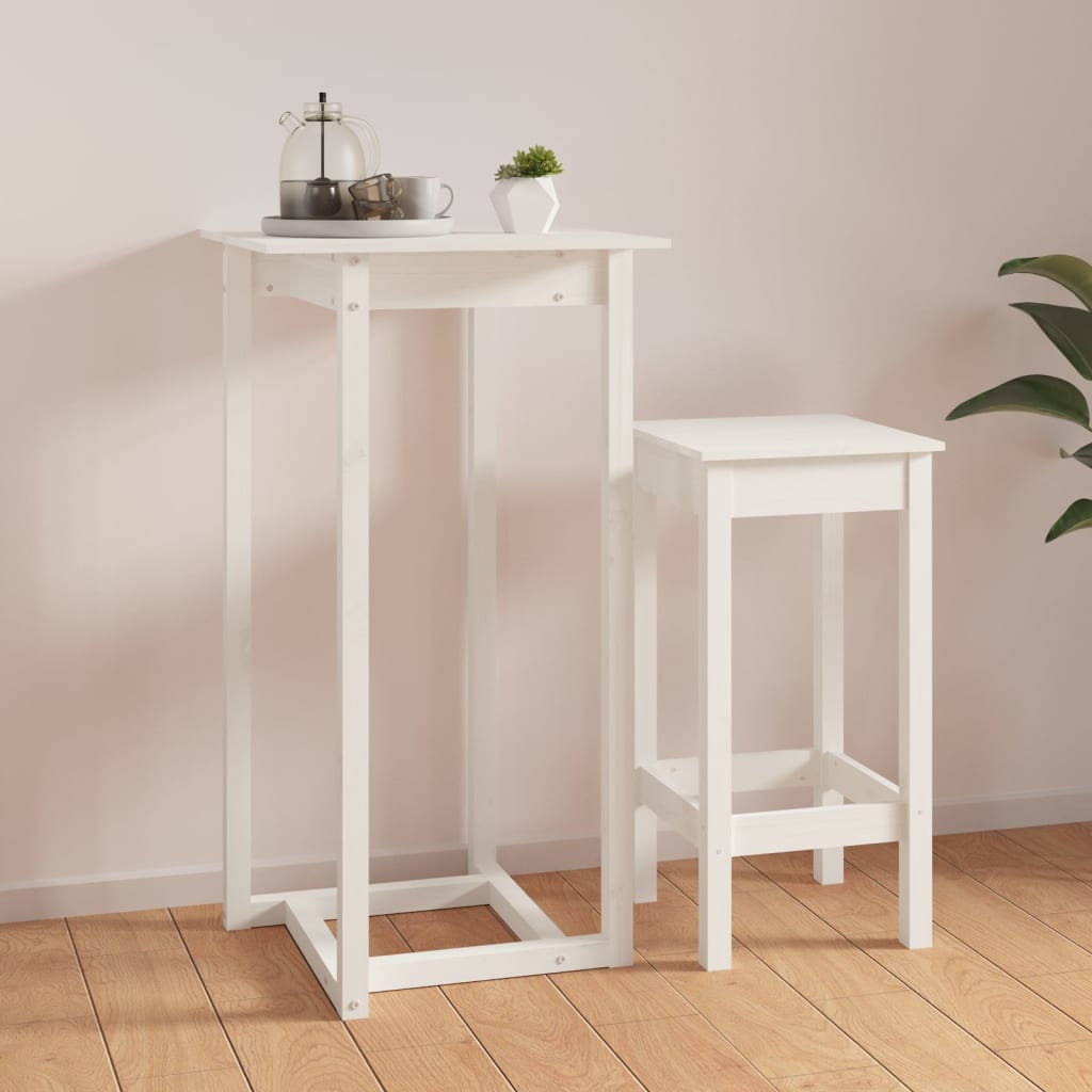 Mesa de bar 140x80x110 cm madeira de pinho maciça branco