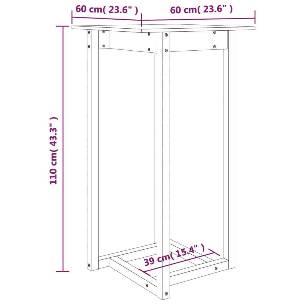 Mesa de bar 140x80x110 cm madeira de pinho maciça branco