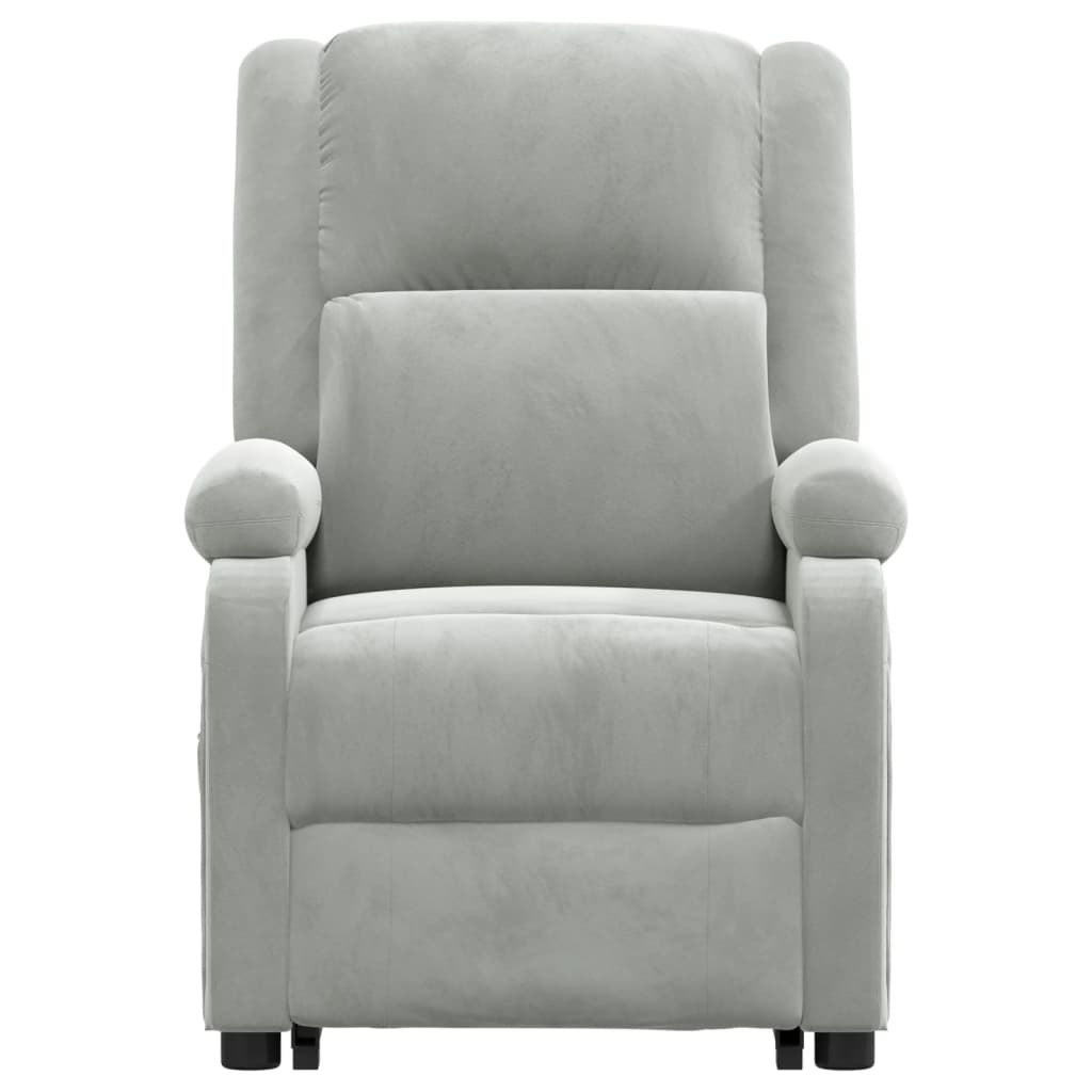 Poltrona elevatória de massagens veludo cinzento-claro