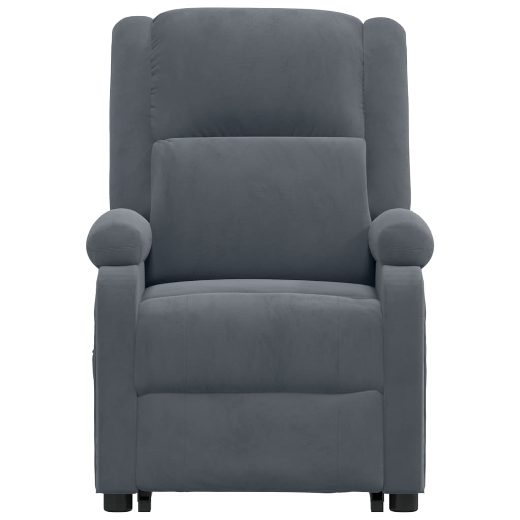 Poltrona de massagens elevatória veludo cinzento-escuro