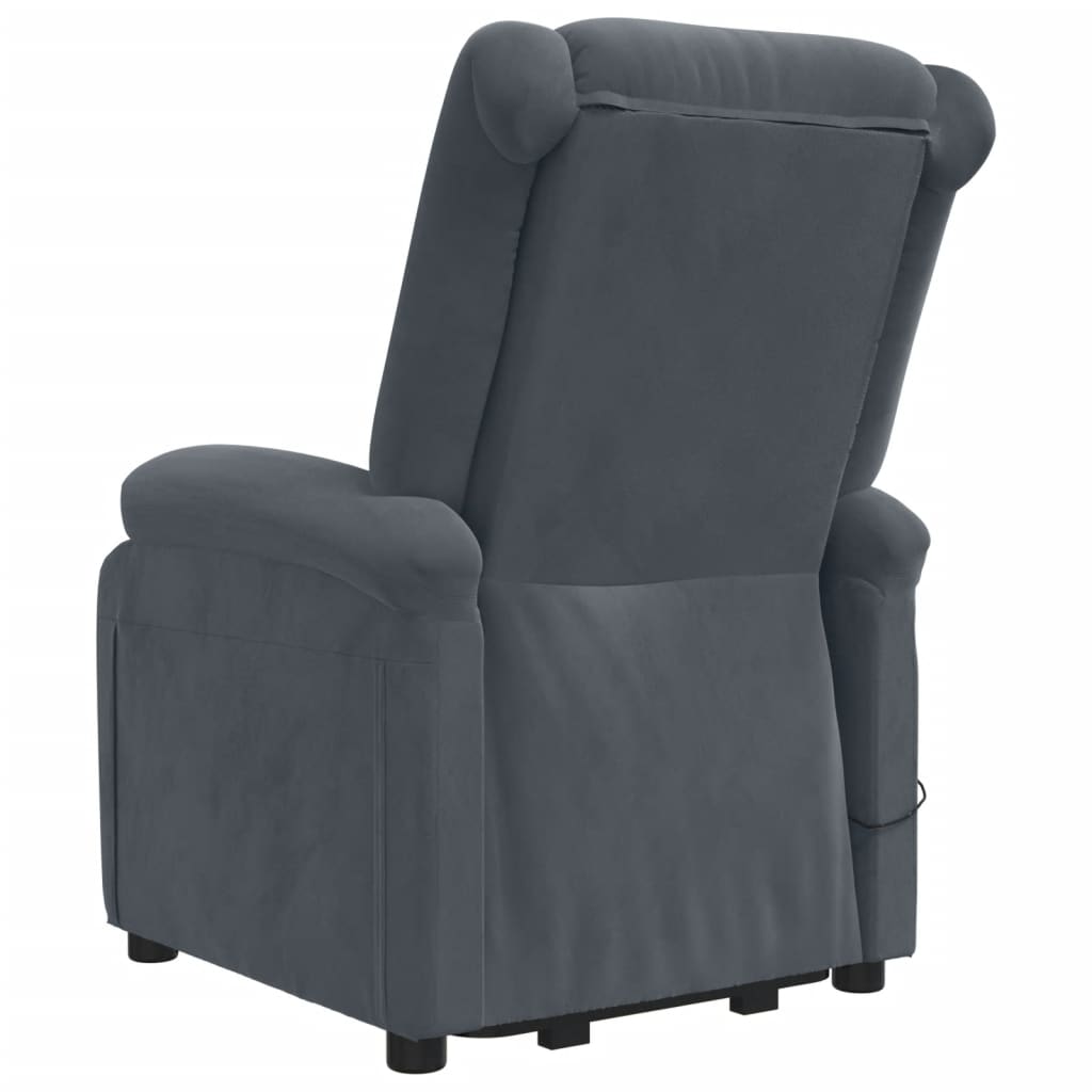 Poltrona de massagens elevatória veludo cinzento-escuro