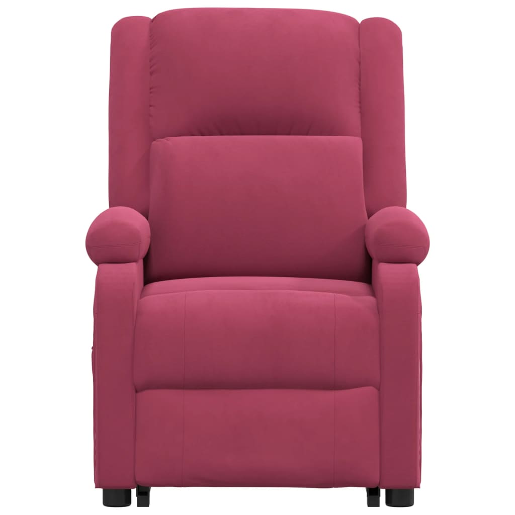 Poltrona elevatória de massagens veludo vermelho tinto