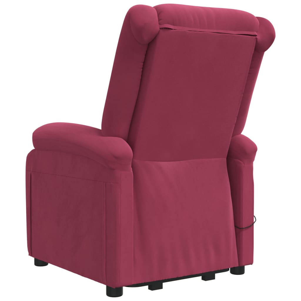 Poltrona elevatória de massagens veludo vermelho tinto