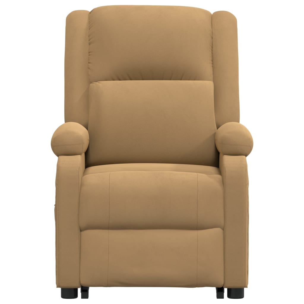 Poltrona elevatória de massagens veludo castanho