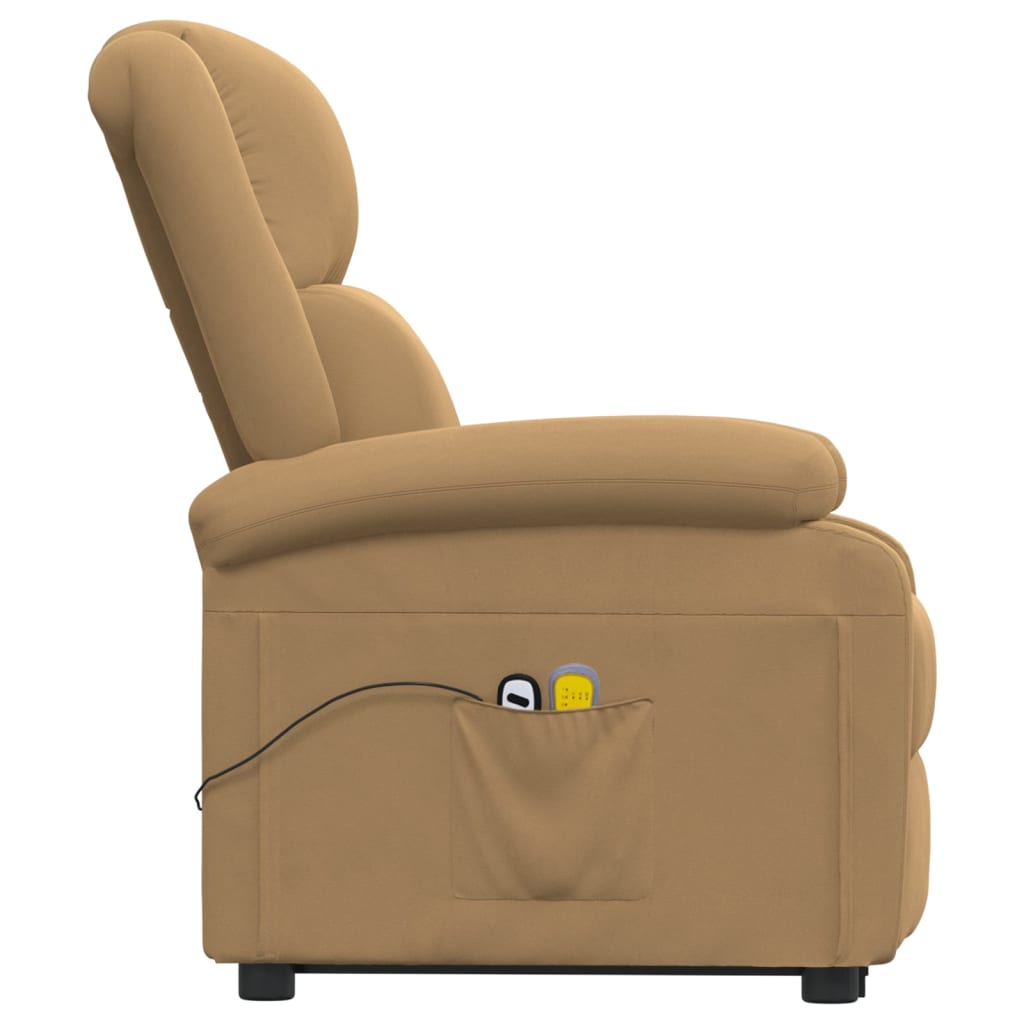Poltrona elevatória de massagens veludo castanho