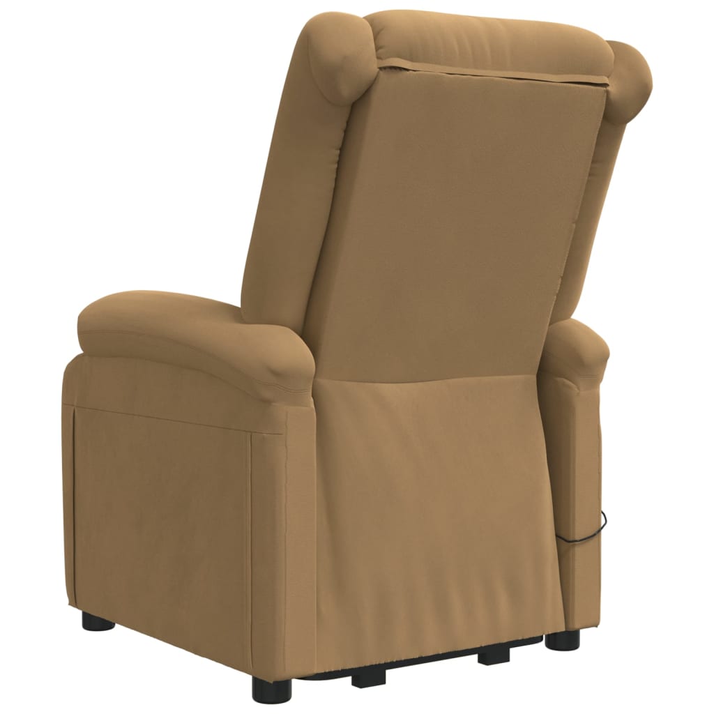 Poltrona elevatória de massagens veludo castanho