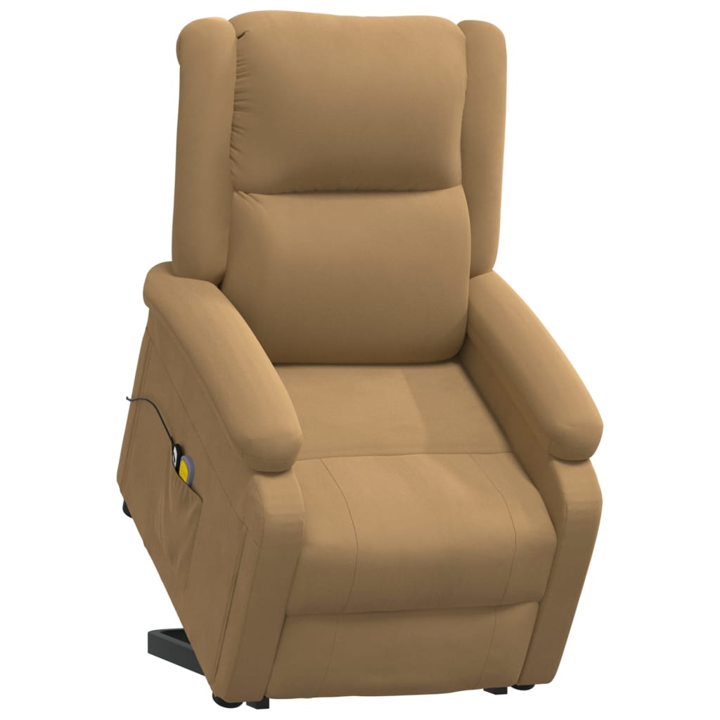Poltrona elevatória de massagens veludo castanho
